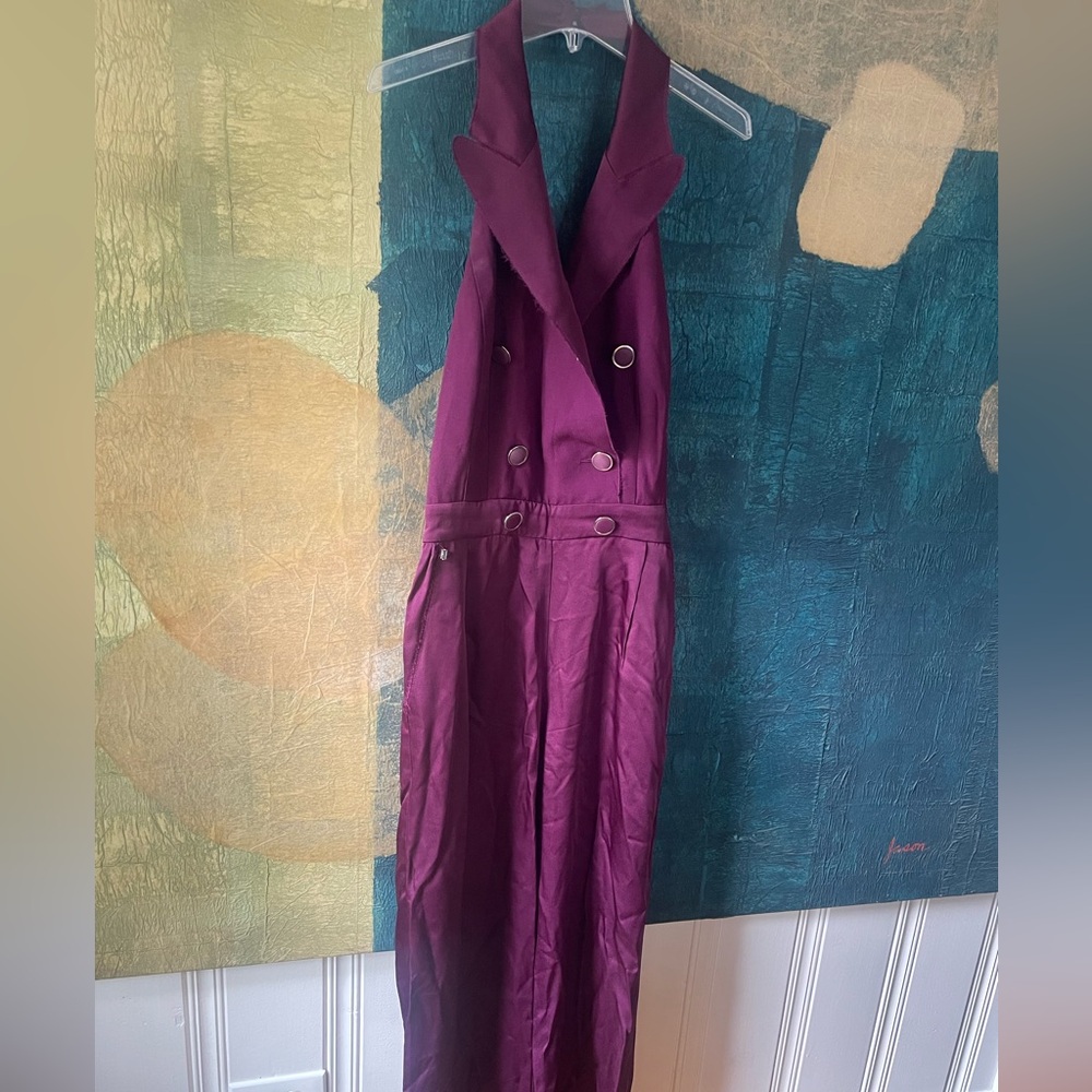 Elena Badmaeva halter jumpsuit retro style.
